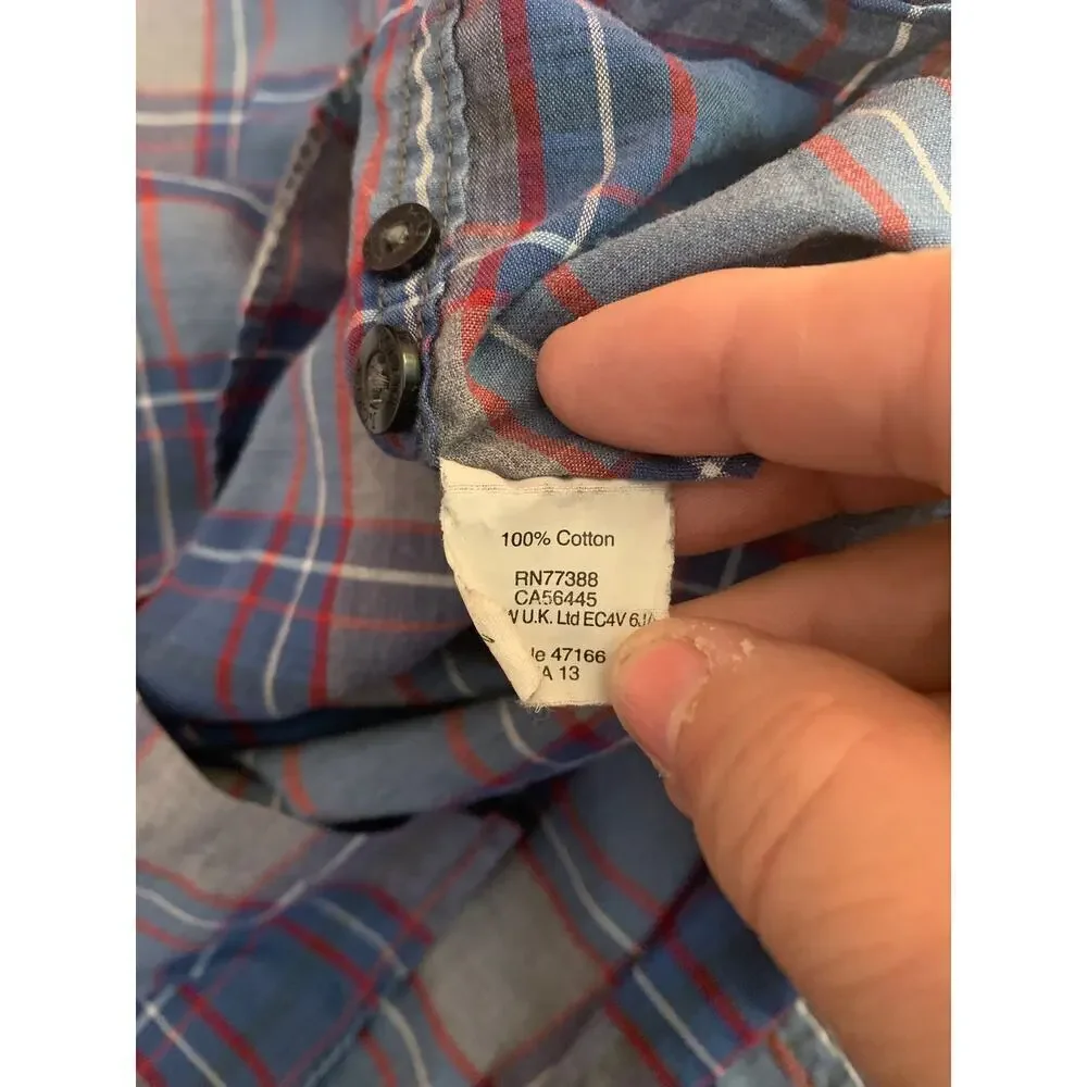 J. CREW Men’s Blue/Red Plaid Quality Woven Tailored Shirt / Size: Large